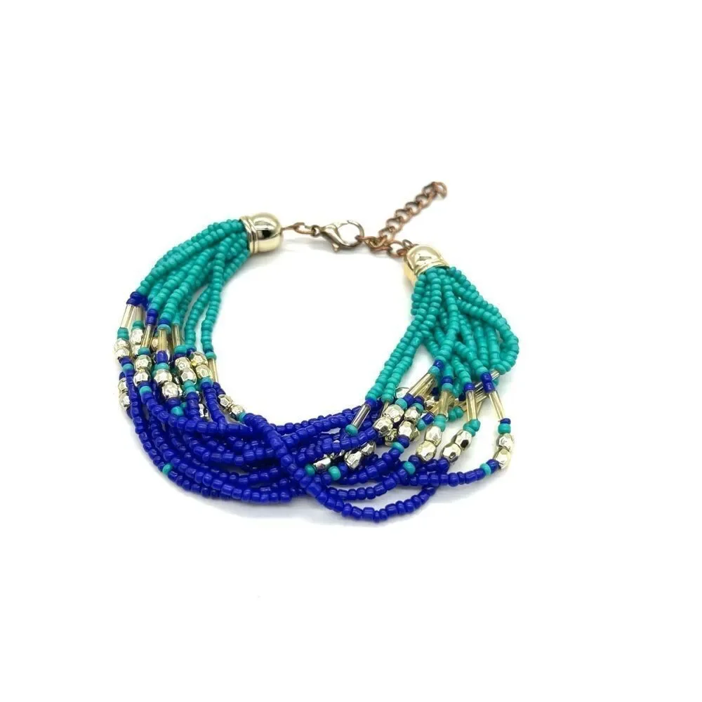 Multi Strand Bracelet in Blue & Turquoise beads